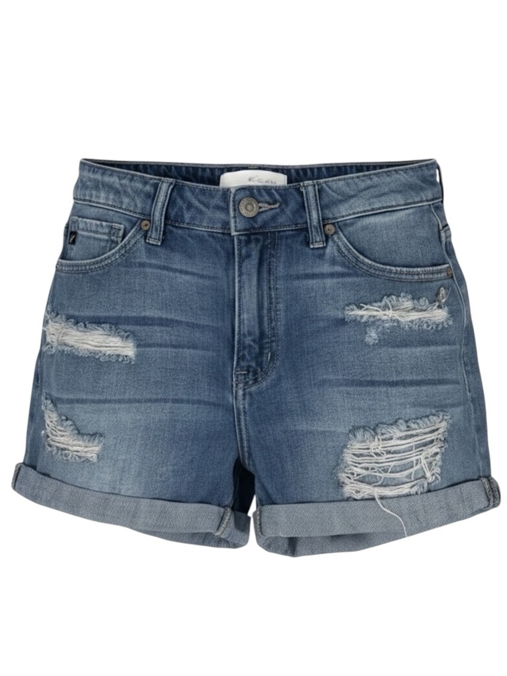 Kancan Medium Blue Destroyed Distressed Denim Shorts Womens size 5
